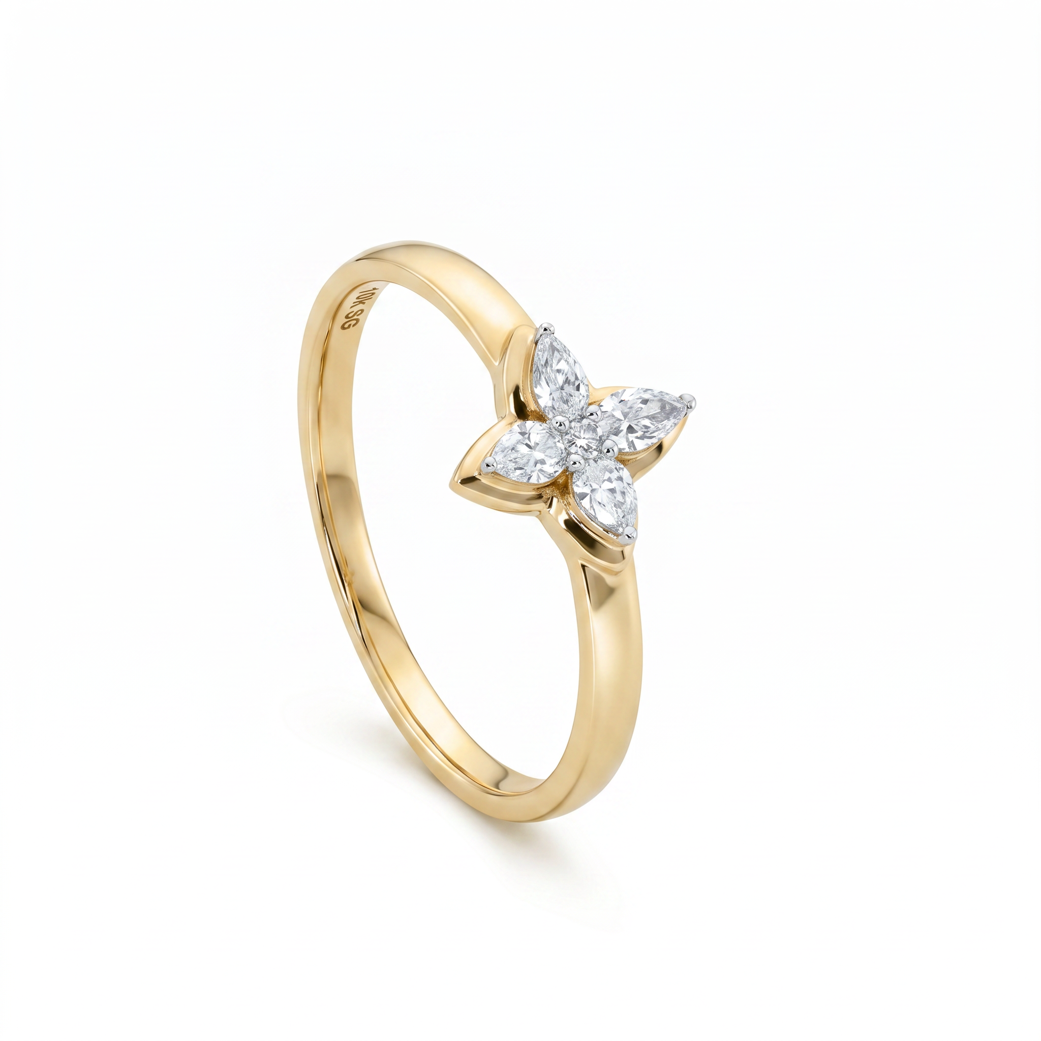 Vihana Floral Lab Grown Diamond Ring 9KT Yellow Gold