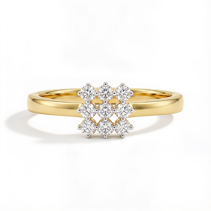 Avyanna Diamond Cluster Ring 9KT Yellow Gold