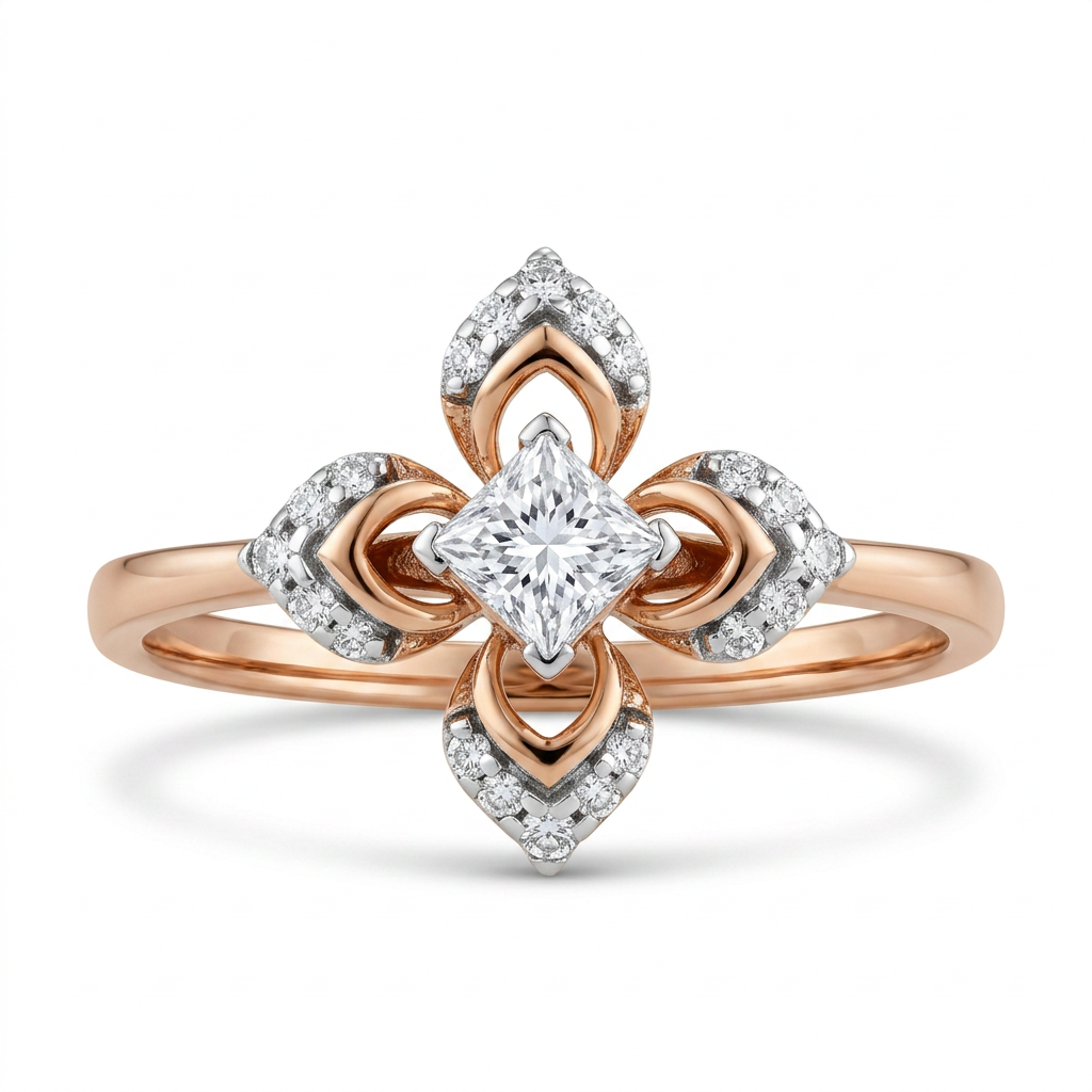 Anvika Clover Lab Grown Diamond Ring 9KT Yellow Gold