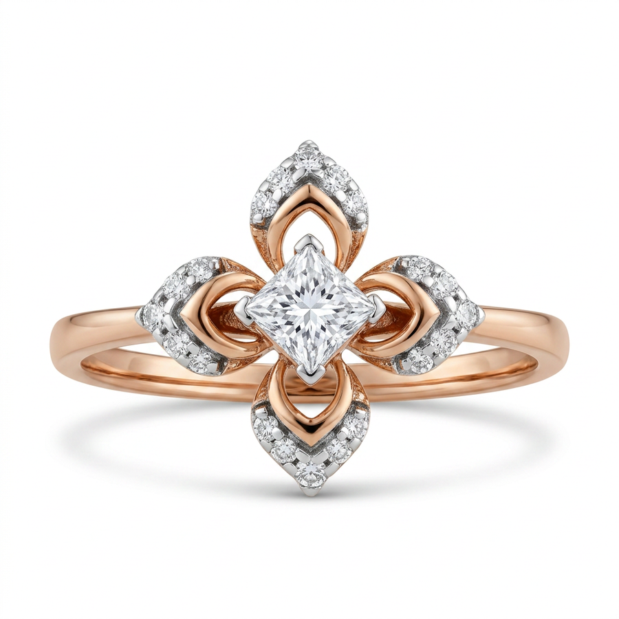 Anvika Clover Lab Grown Diamond Ring 9KT Yellow Gold