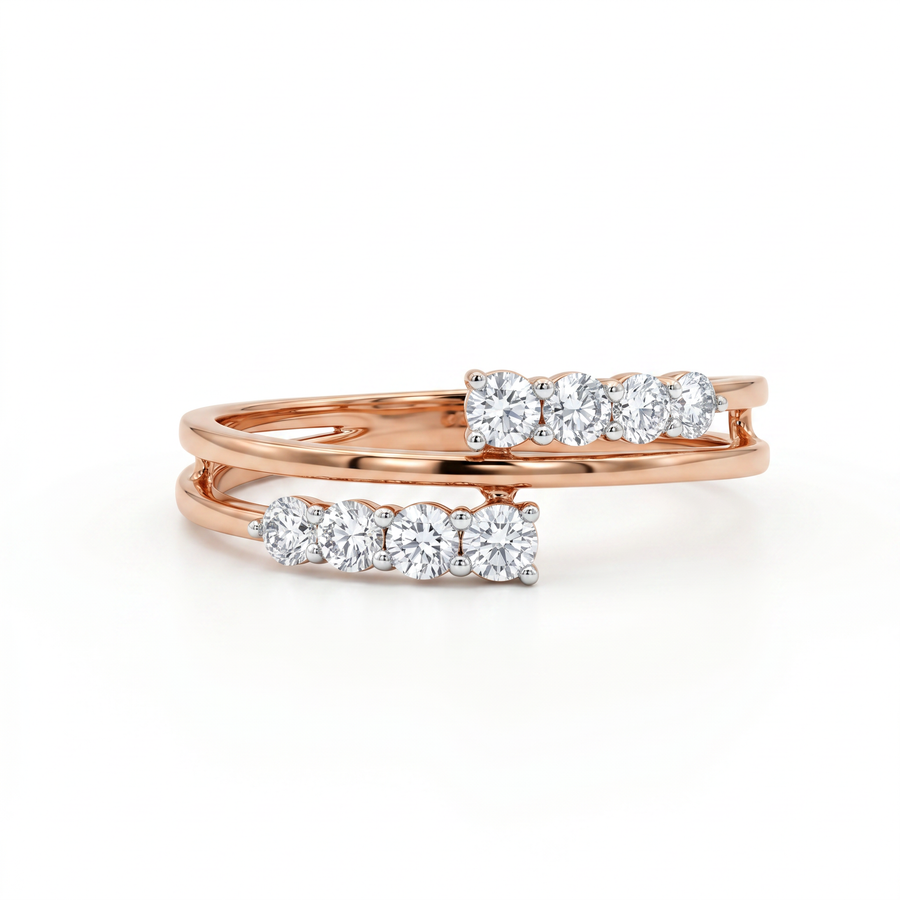 The Thalassa Wave Diamond Ring in 9KT Gold