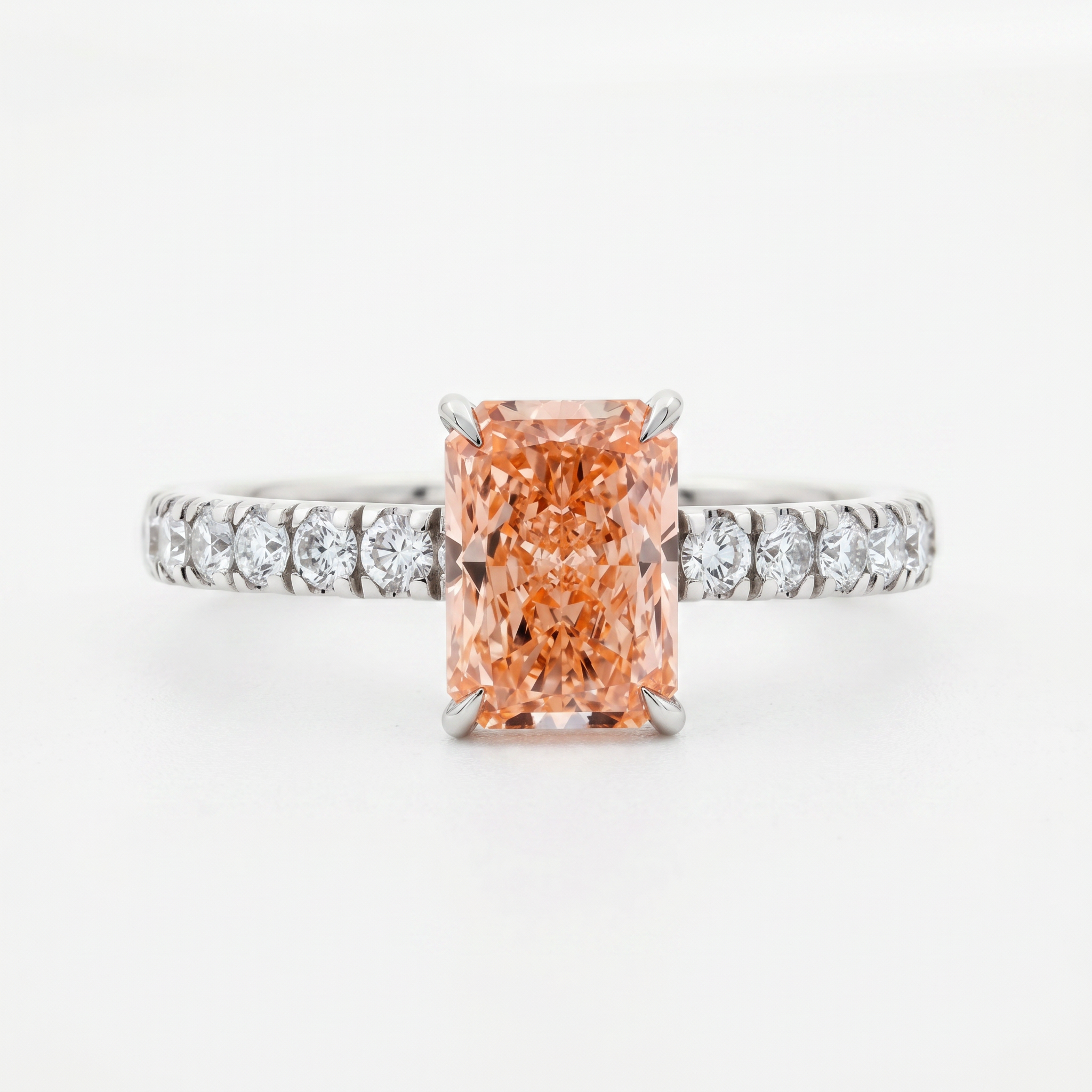 Radiant Cut Pink Lab Grown Diamond Solitaire Ring