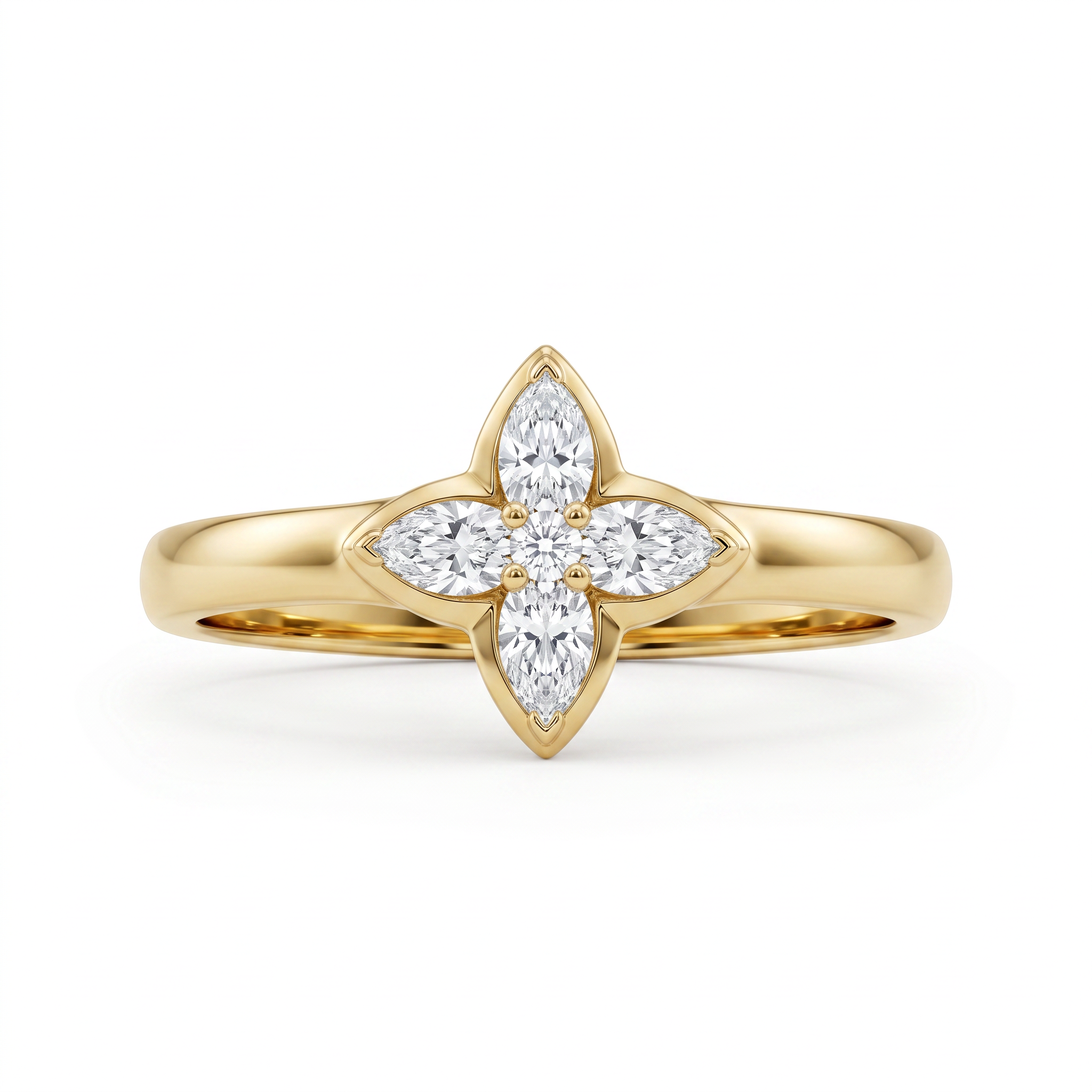 Vihana Floral Lab Grown Diamond Ring 9KT Yellow Gold