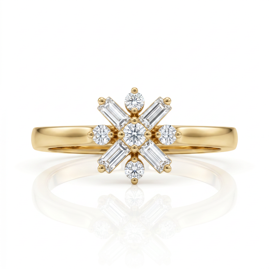 Astraea Starburst Diamond Ring 9KT Yellow Gold