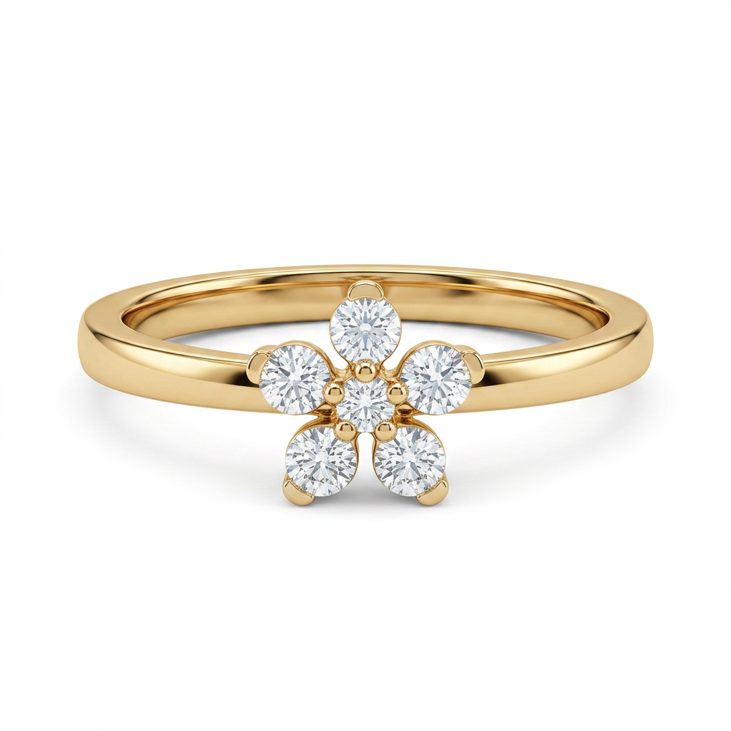 Elina Blossom Lab Grown Diamond Ring 9KT Yellow Gold