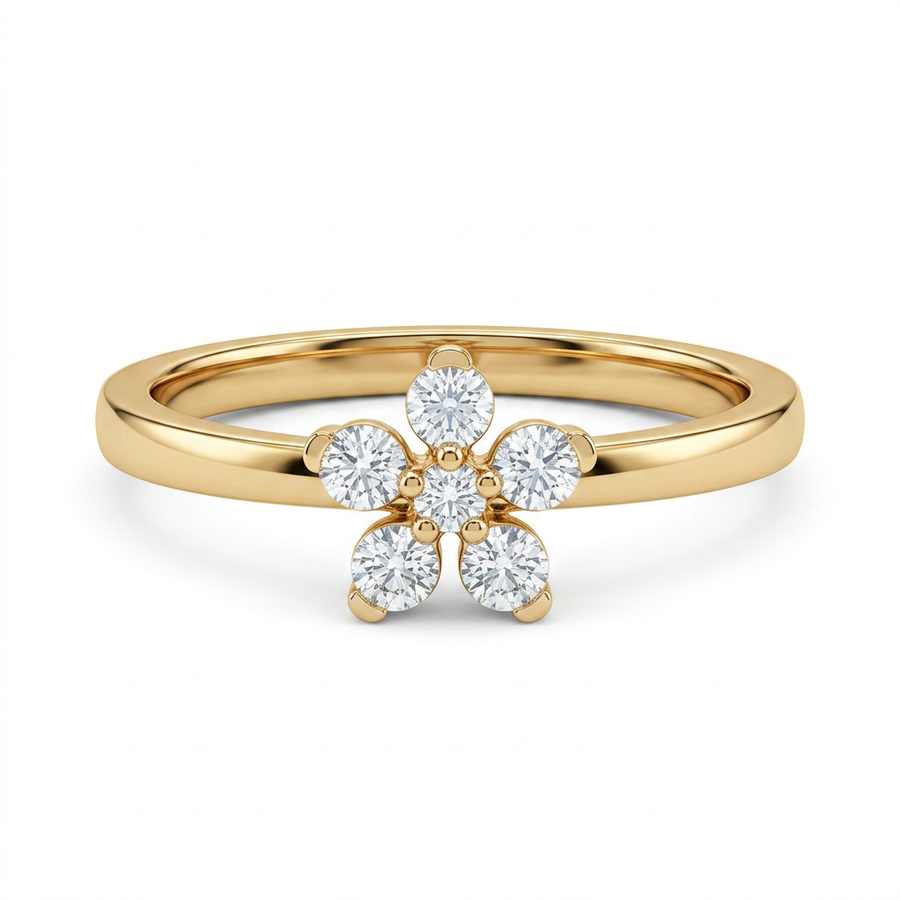 Nysa Floral Lab Grown Diamond Ring 9KT Yellow Gold
