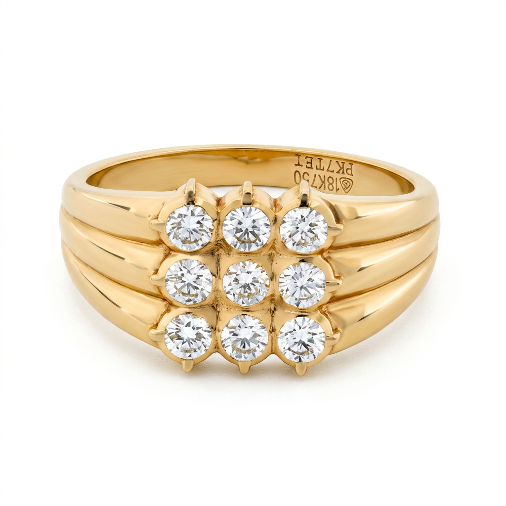 Round Brilliant Diamond Grid Cluster Ring