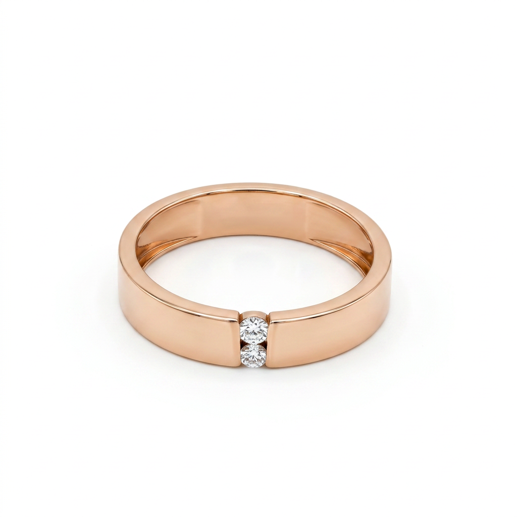 Round Brilliant Twin Diamond Signature Band Ring