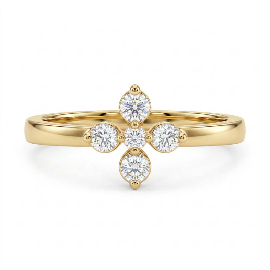 Elina Blossom Lab Grown Diamond Ring 9KT Yellow Gold