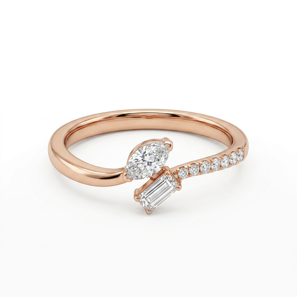 Marquise & Emerald Lab Grown Diamond Toi et Moi Ring