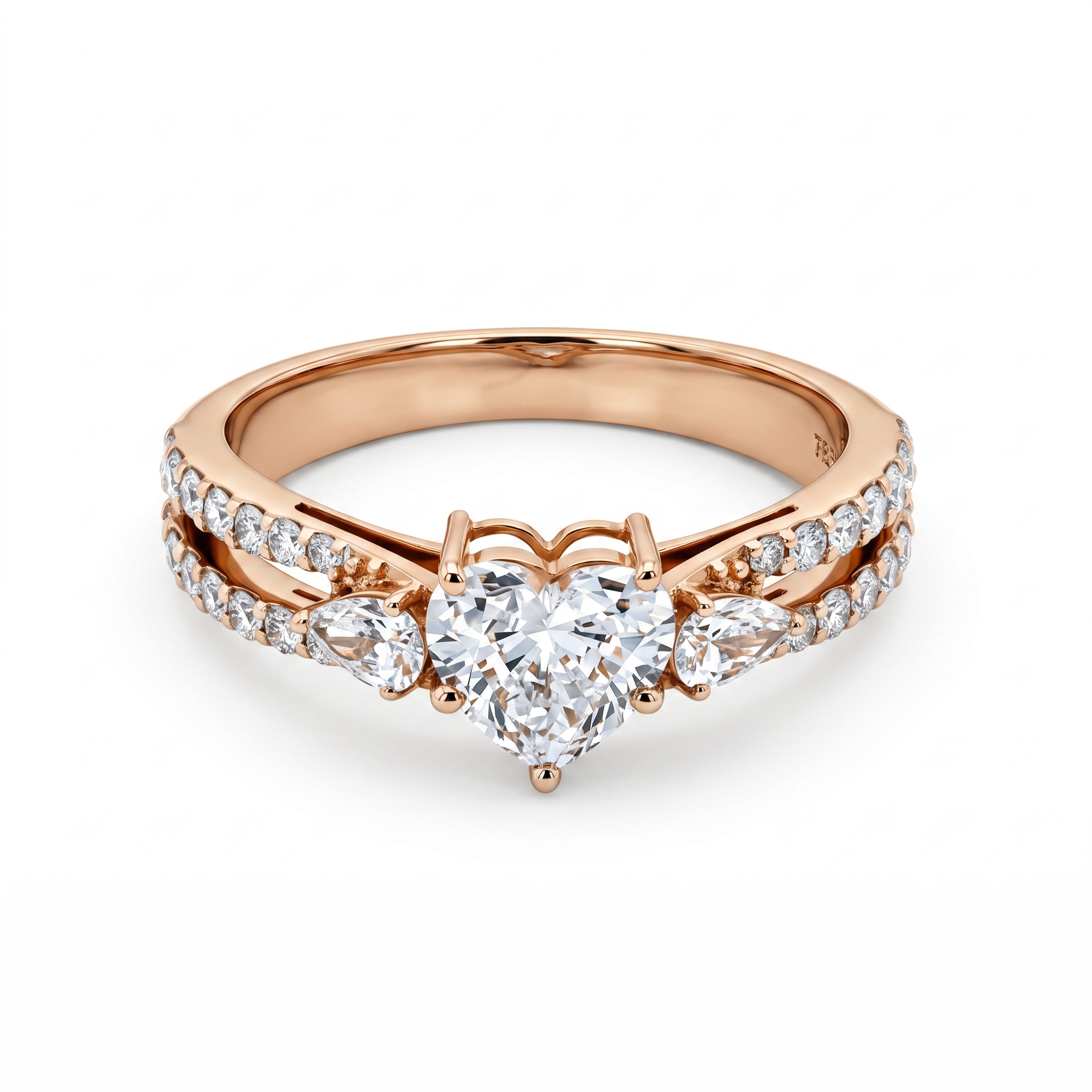 Amora Heart Shaped Diamond Split Shank Ring