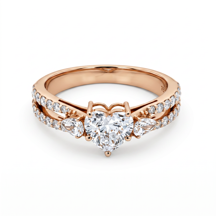 Amora Heart Shaped Diamond Split Shank Ring