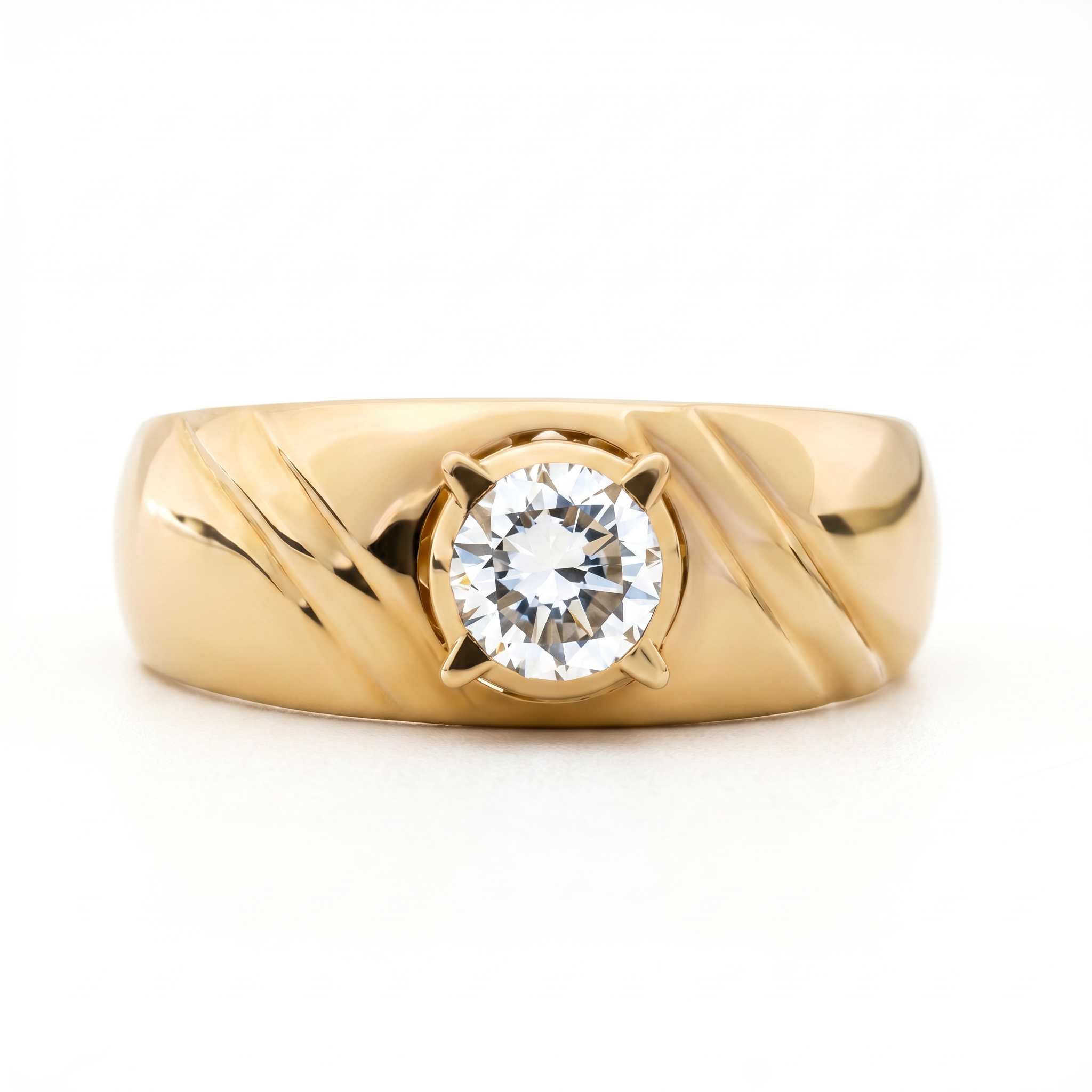 Men's Round Solitaire Lab Created Diamond Band Ring