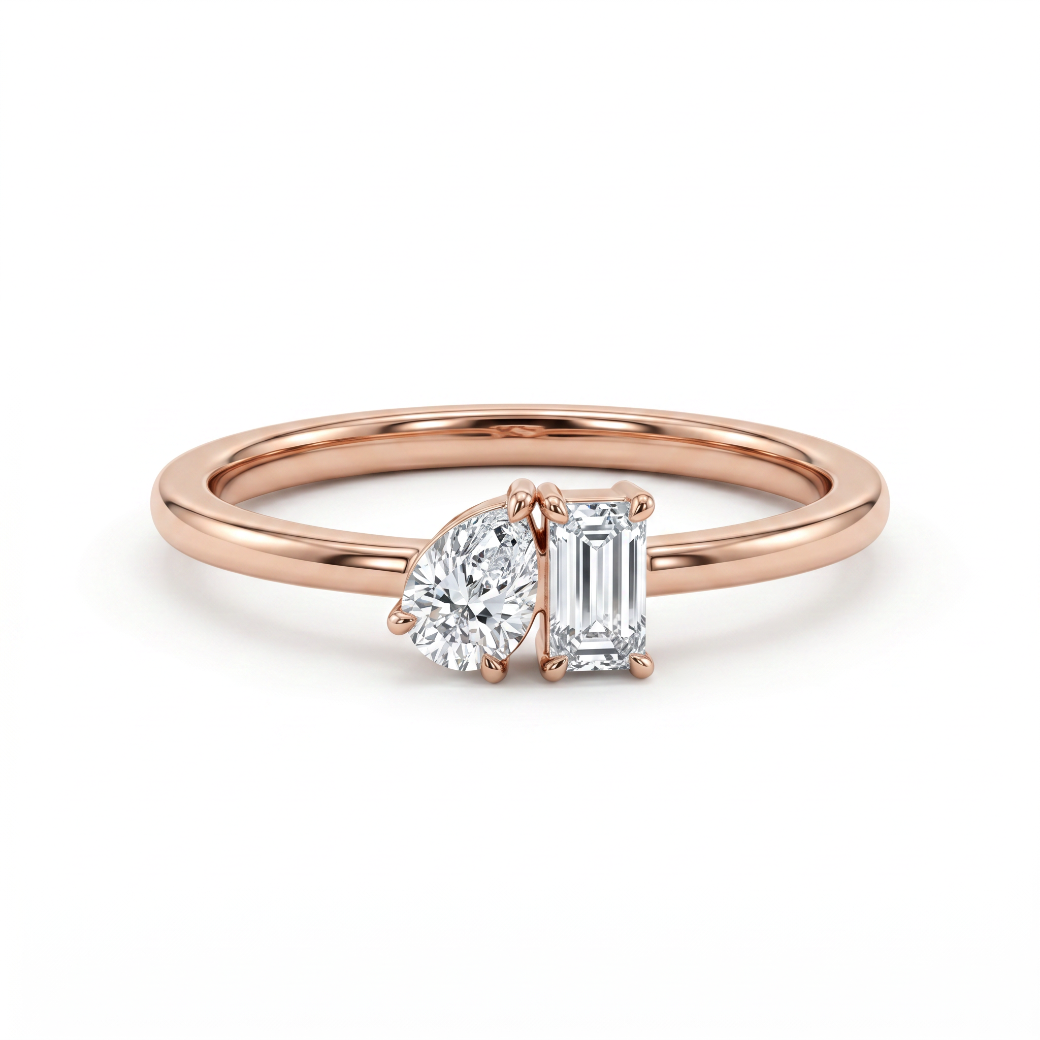 Pear & Emerald Toi et Moi Lab Grown Diamond Ring
