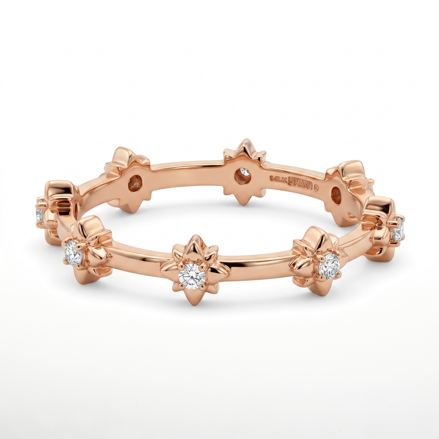 Floral Lab Grown Diamond Eternity Band Ring