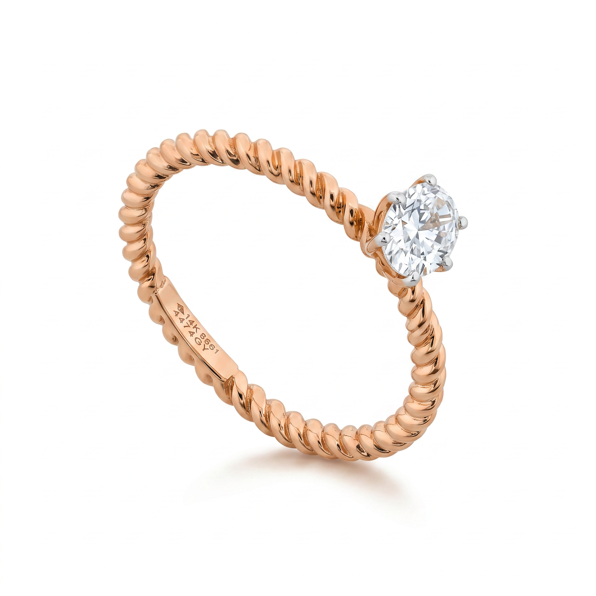 Oval Solitaire Twisted Band Diamond Engagement Ring