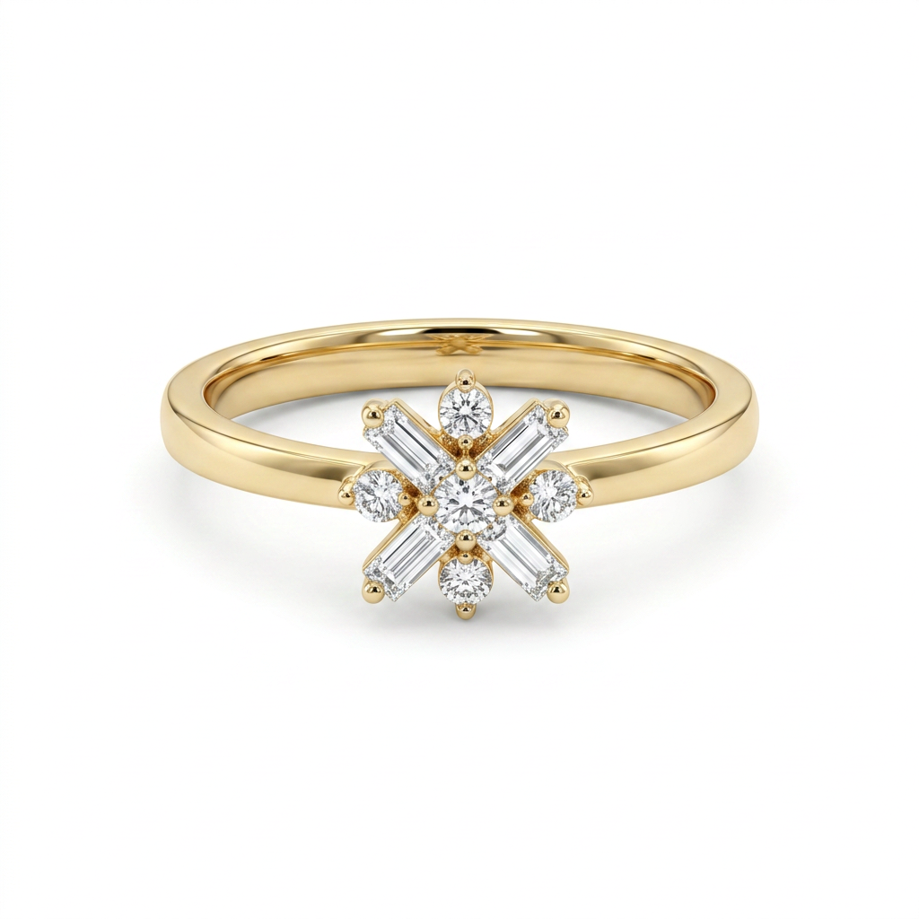 Astraea Starburst Diamond Ring 9KT Yellow Gold