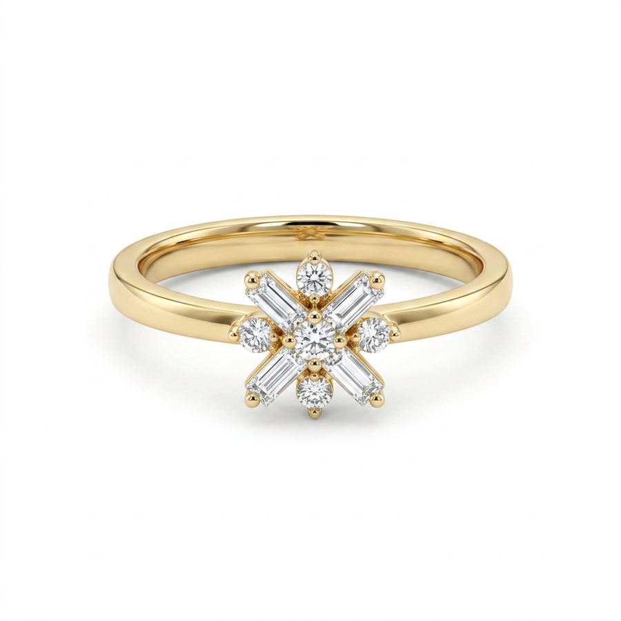 Astraea Starburst Diamond Ring 9KT Yellow Gold