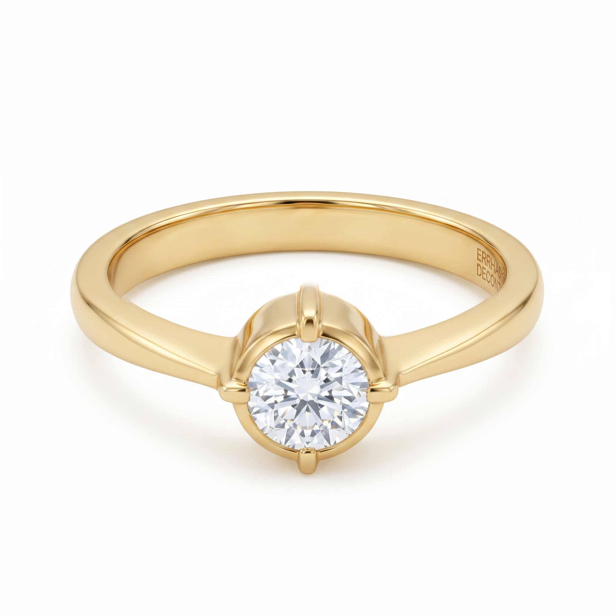 Round Solitaire Semi-Bezel Diamond Engagement Ring