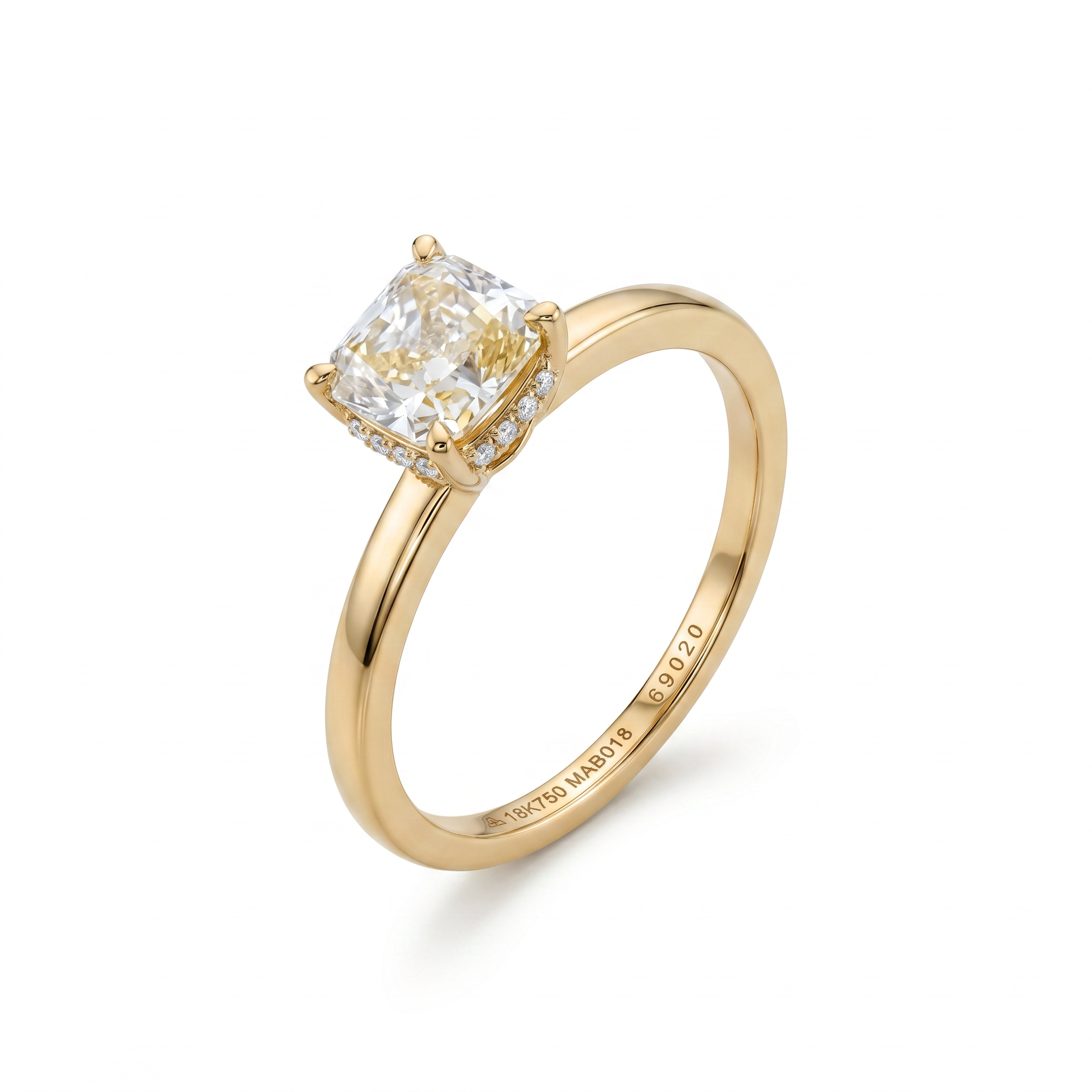 Cushion Cut Yellow Diamond Solitaire Ring