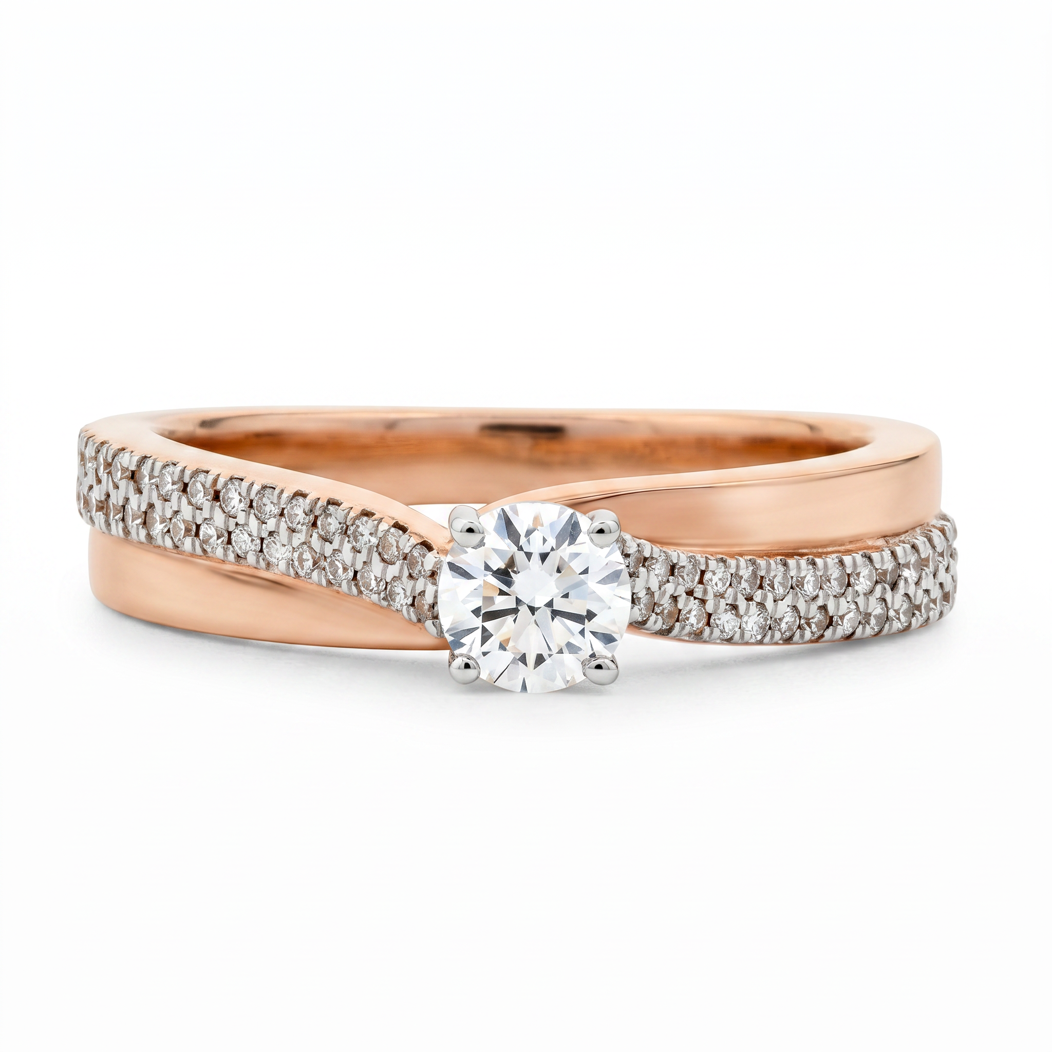 Round Lab Grown Diamond Twist Solitaire Ring