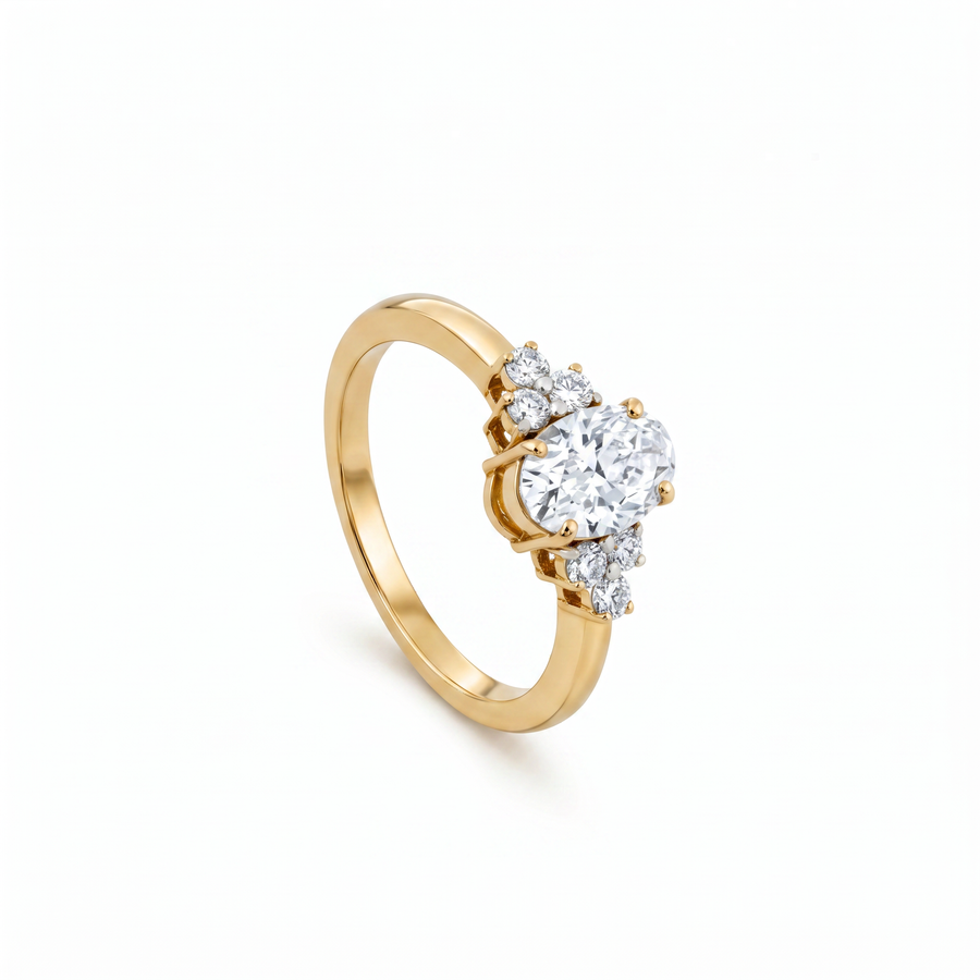 Aura Trinity Oval Cluster Diamond RIng
