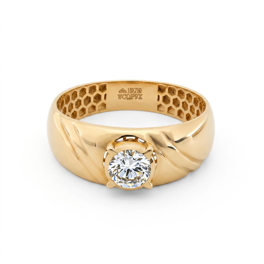 Men's Round Solitaire Lab Created Diamond Band Ring