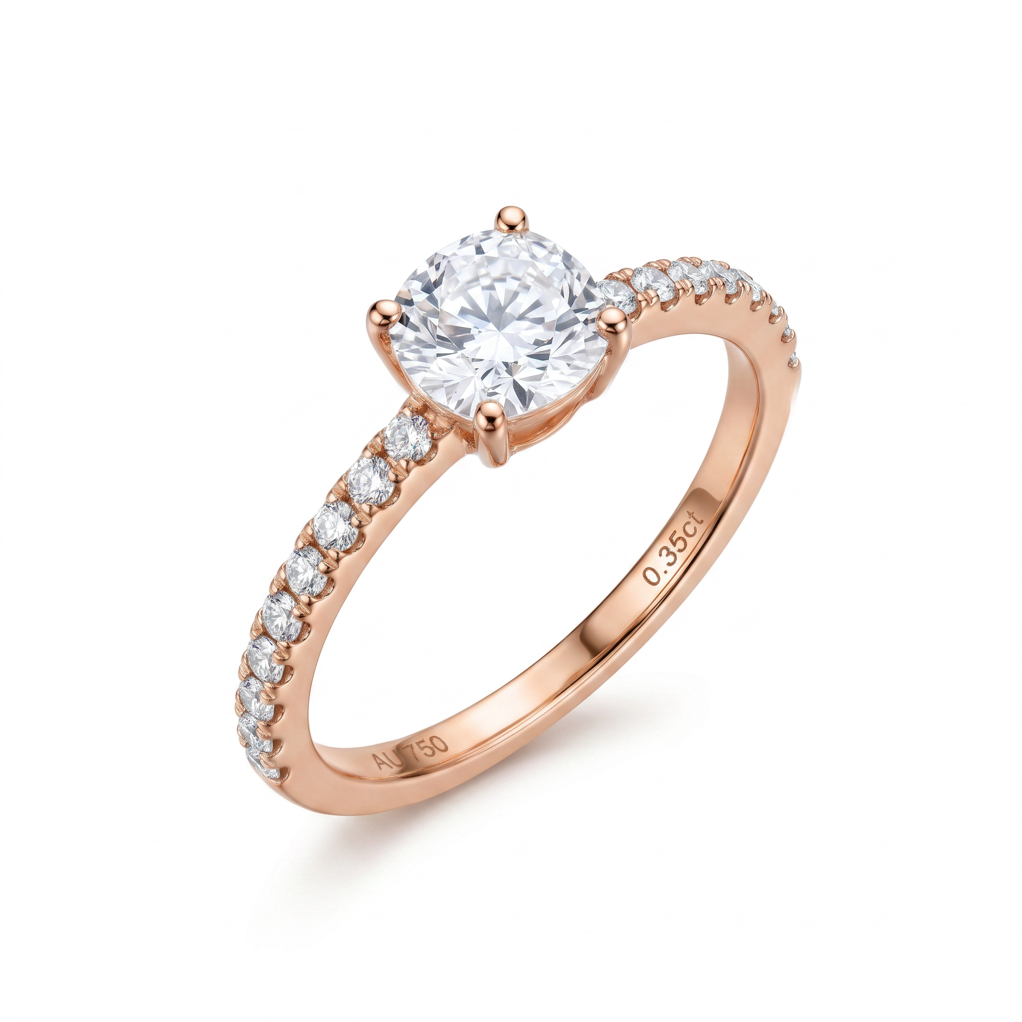 Round Brilliant Diamond Pavé Bridal Ring Set