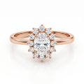 Oval Cut Center Diamond with Round Brilliant Halo Diamonds Ring