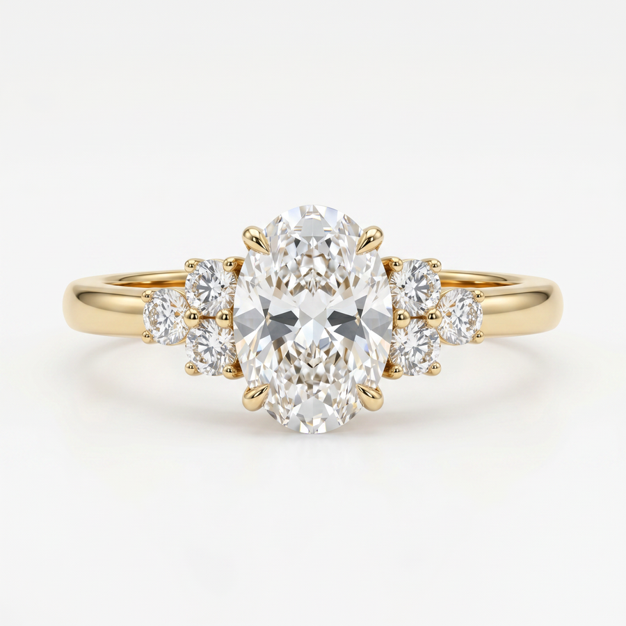 Aura Trinity Oval Cluster Diamond RIng