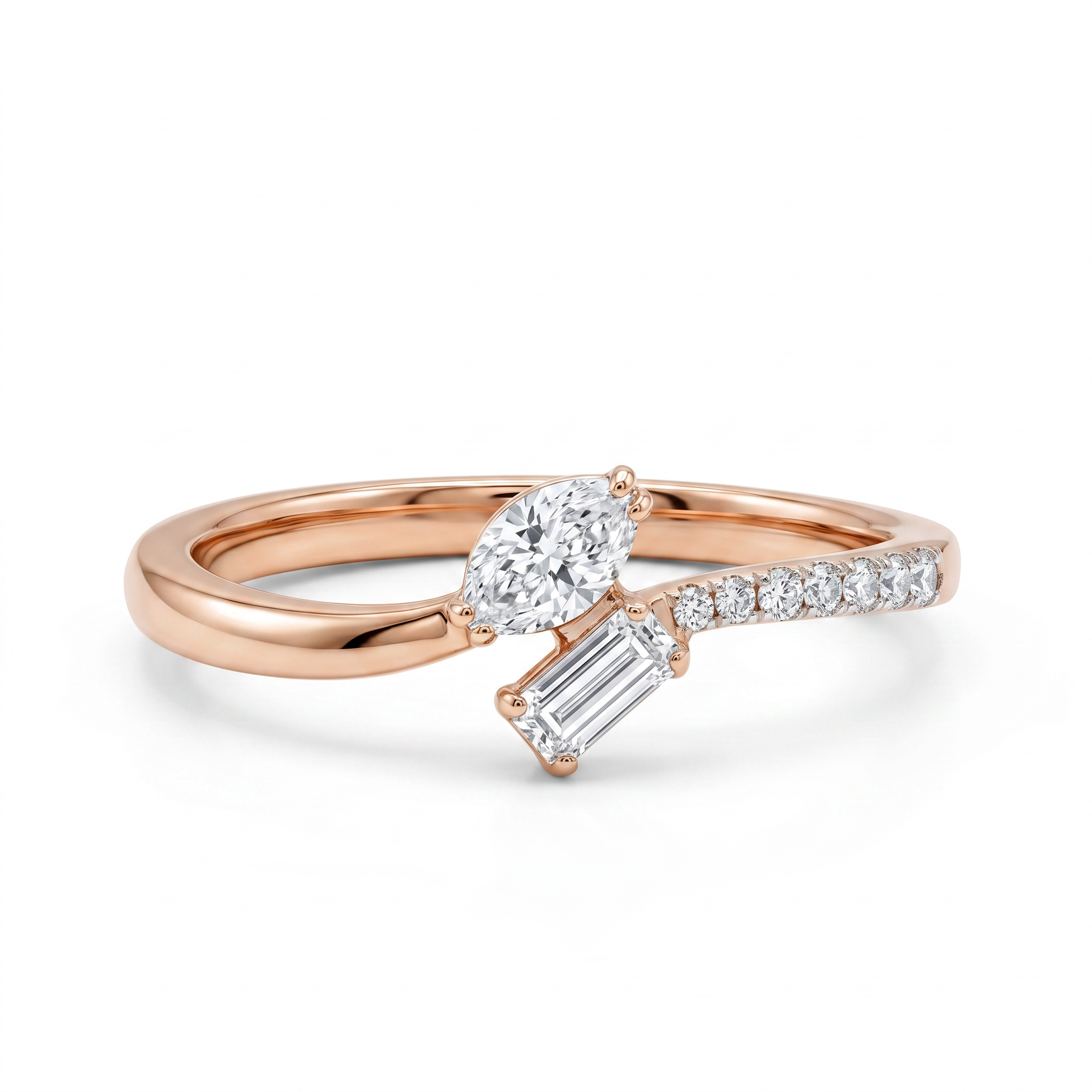 Marquise & Emerald Lab Grown Diamond Toi et Moi Ring