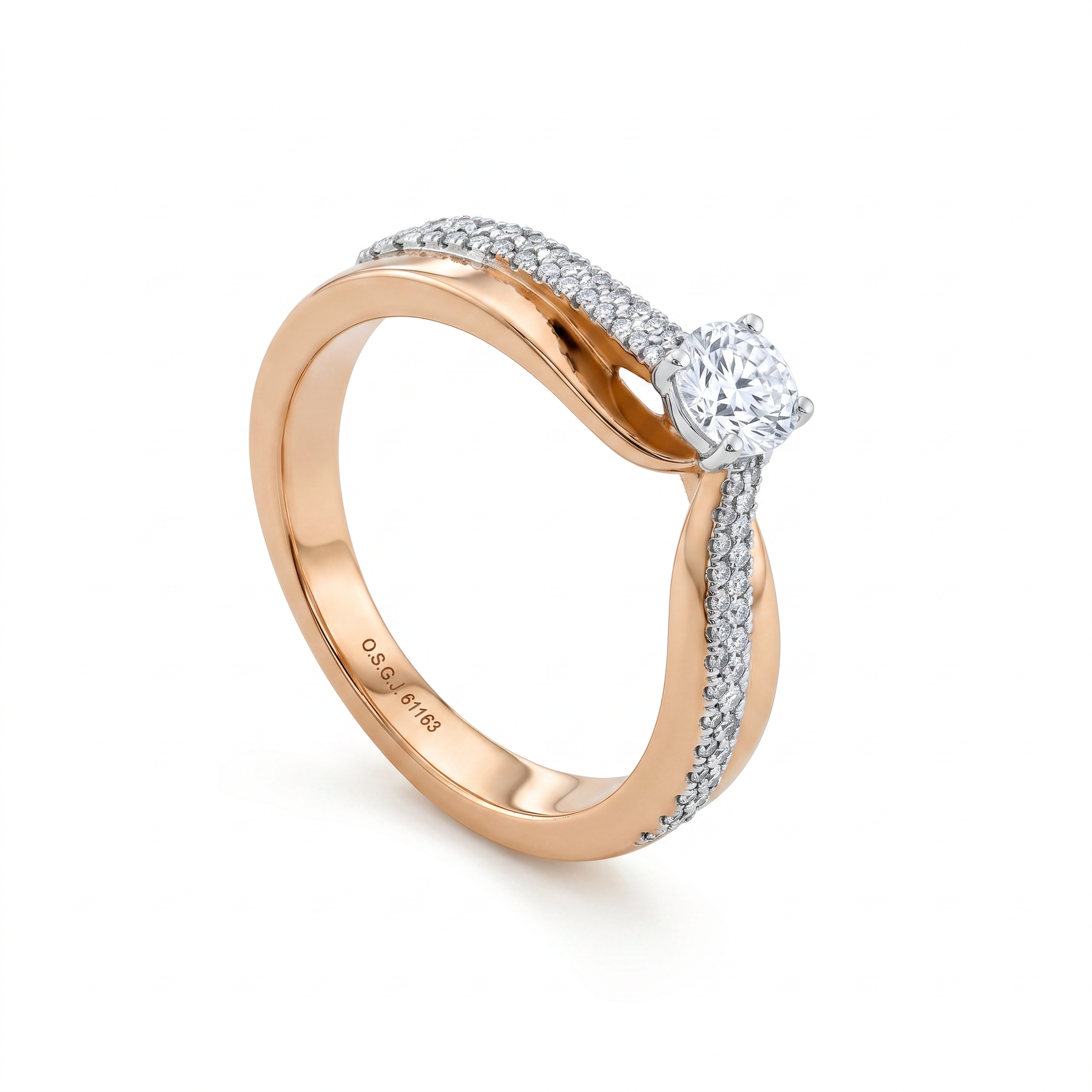 Round Lab Grown Diamond Twist Solitaire Ring
