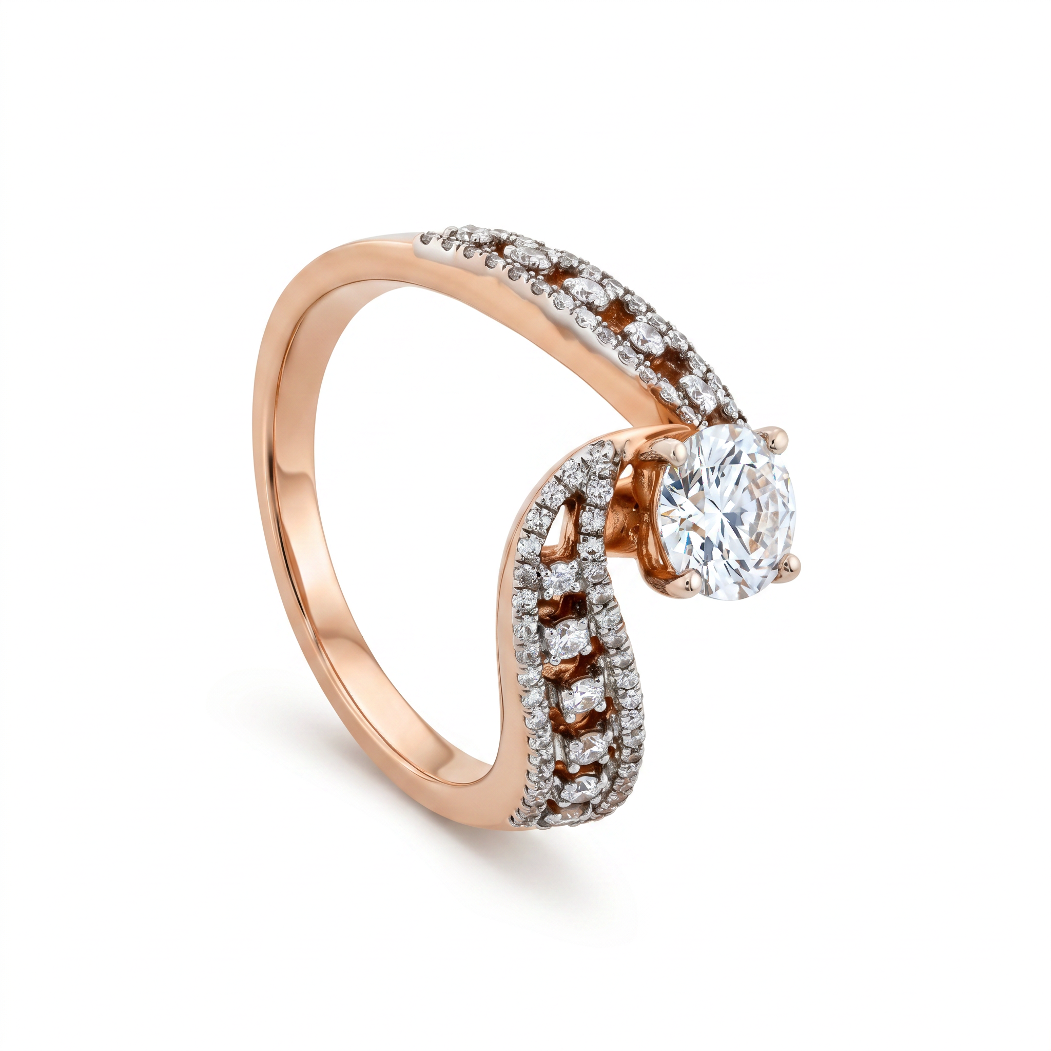 Round Brilliant Diamond Infinity Twist Ring