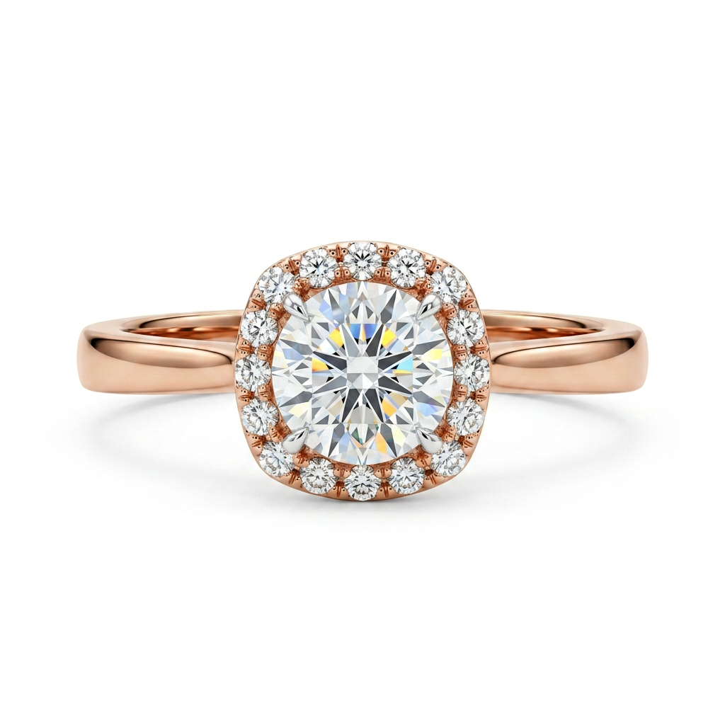 Celeste Halo Lab Grown Diamond Ring 9KT Rose Gold