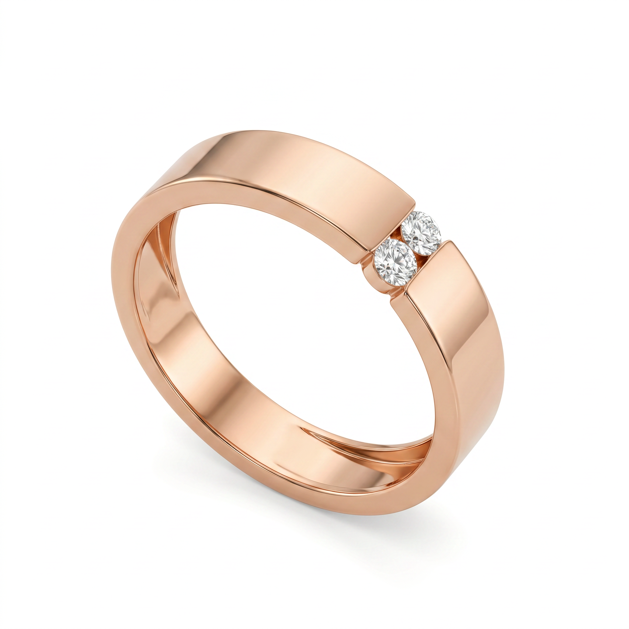 Round Brilliant Twin Diamond Signature Band Ring