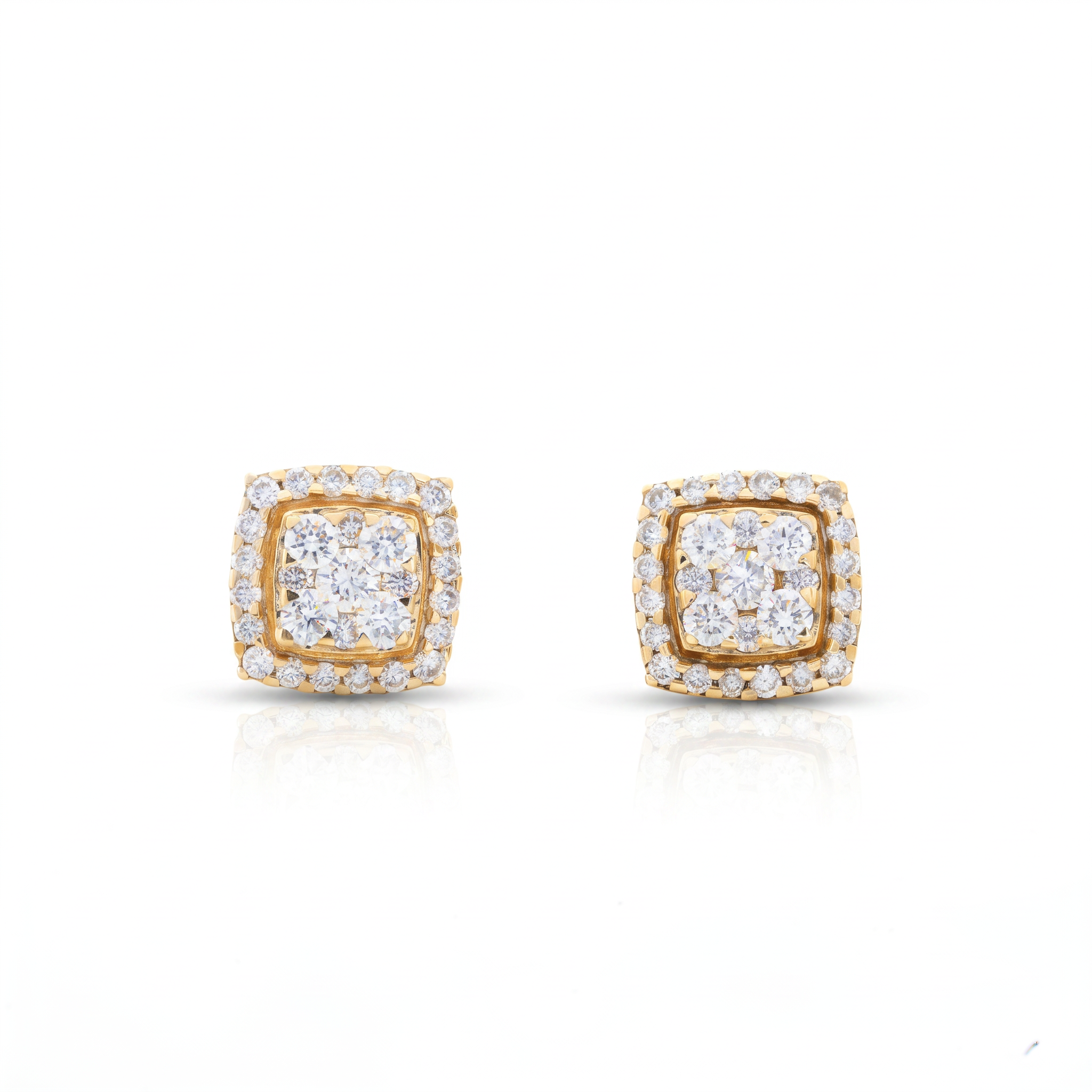 Cushion Halo Diamond Stud Earrings