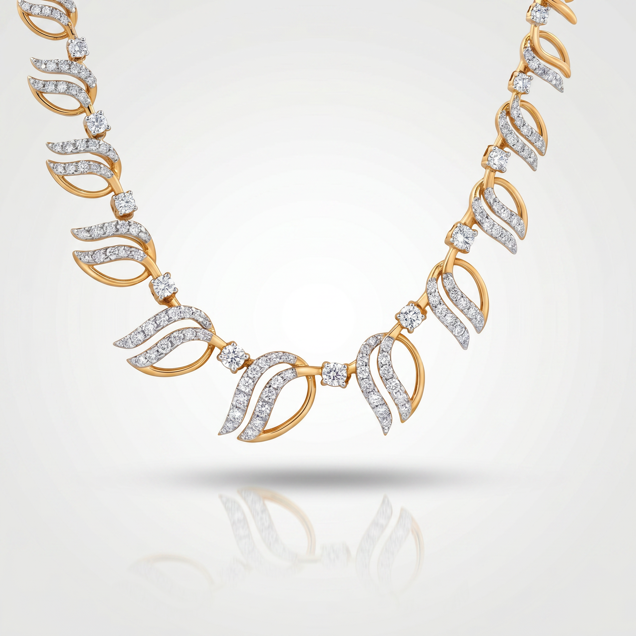 Leaf Motif Diamond Pendant Necklace