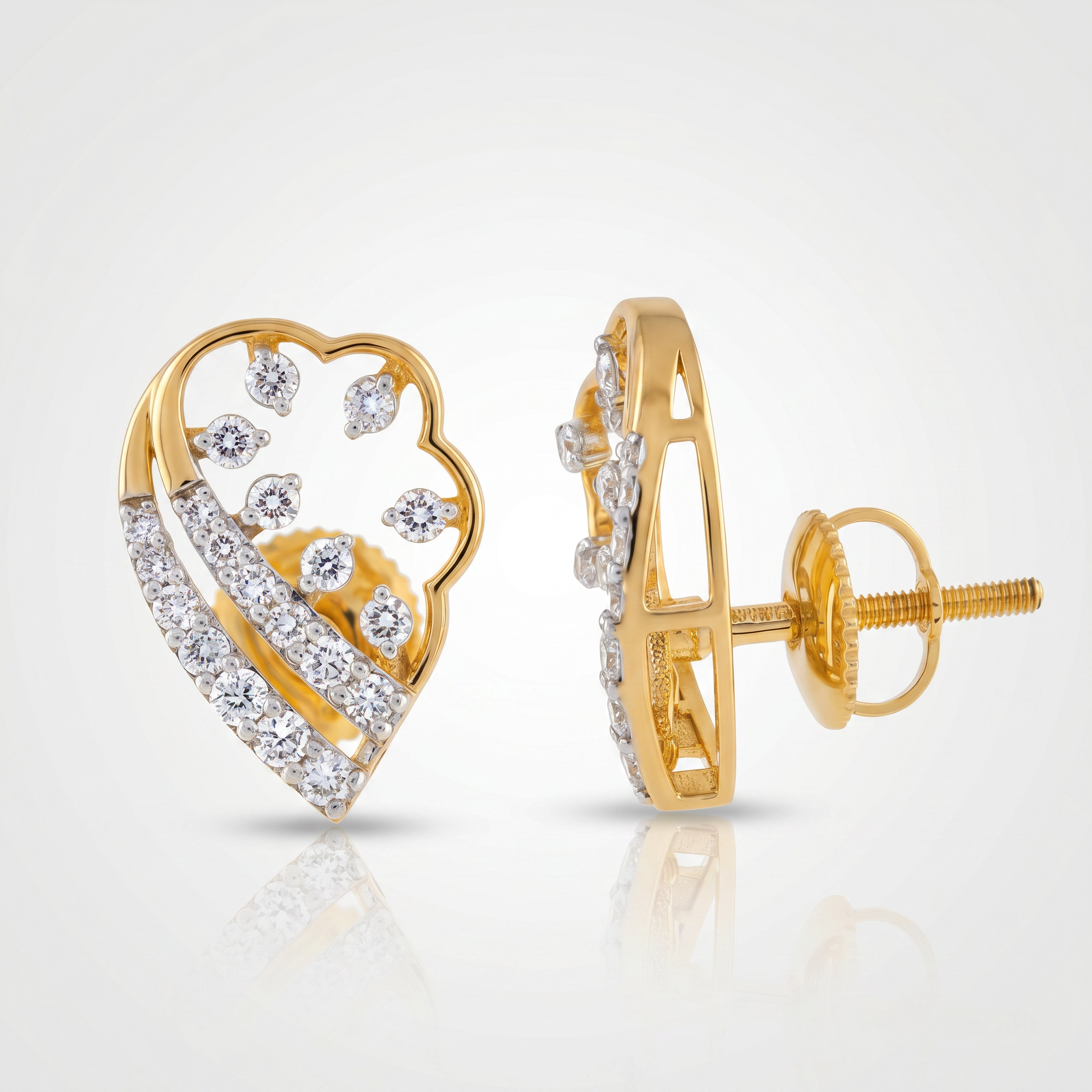 Heart Leaf Lab Grown Diamond Stud Earrings
