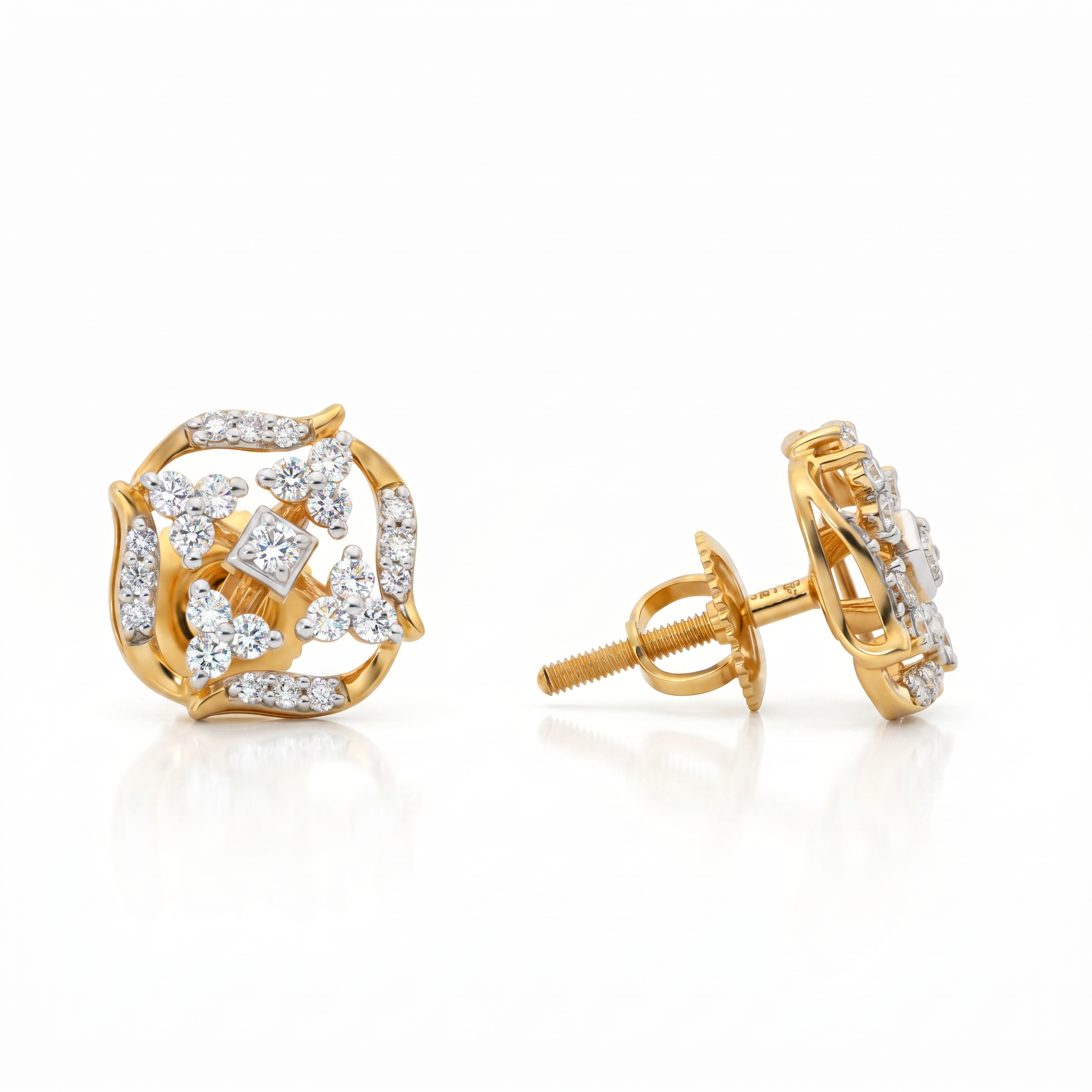 Pushpika Diamond Cluster Stud Earrings