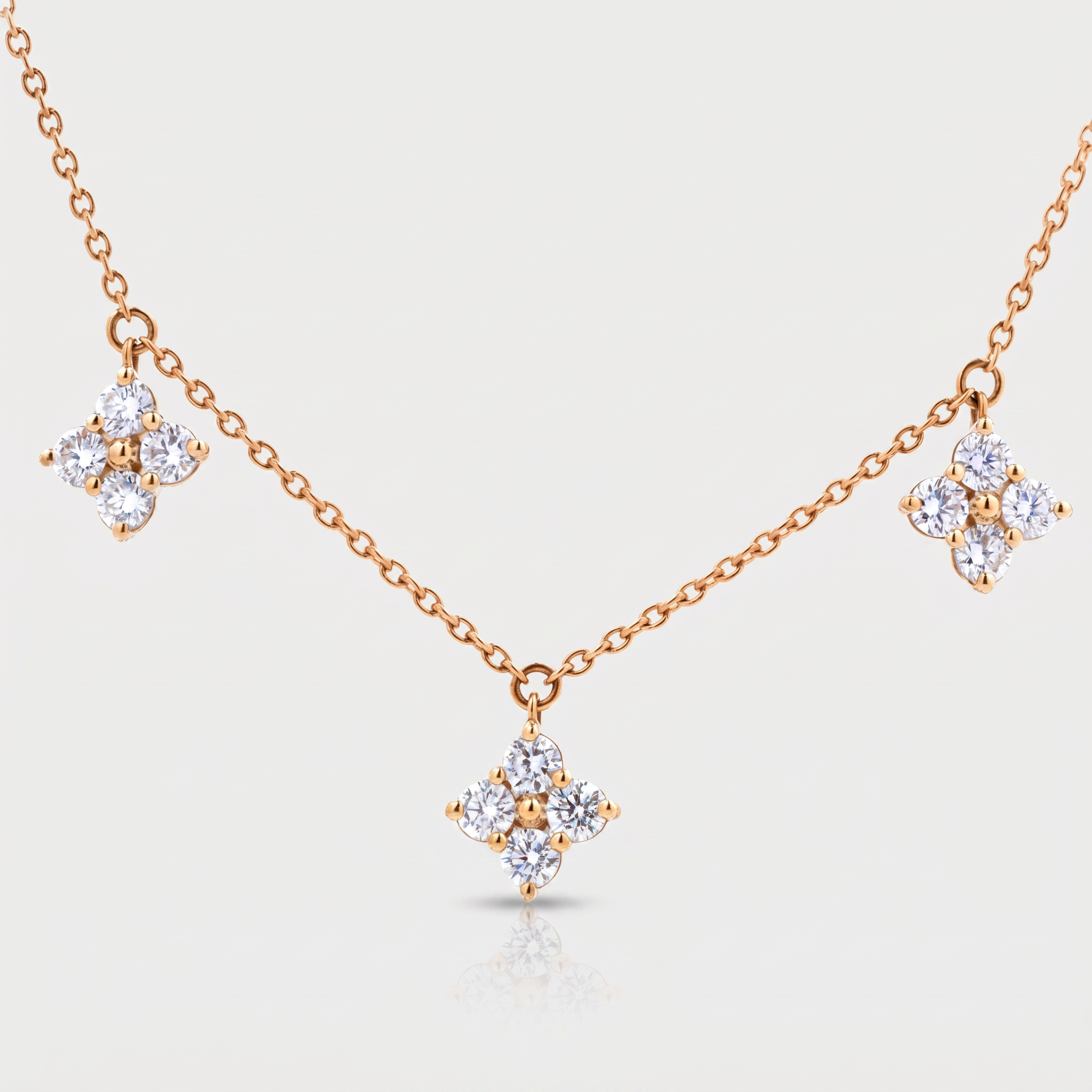 Four Petal Diamond Pendant Necklace