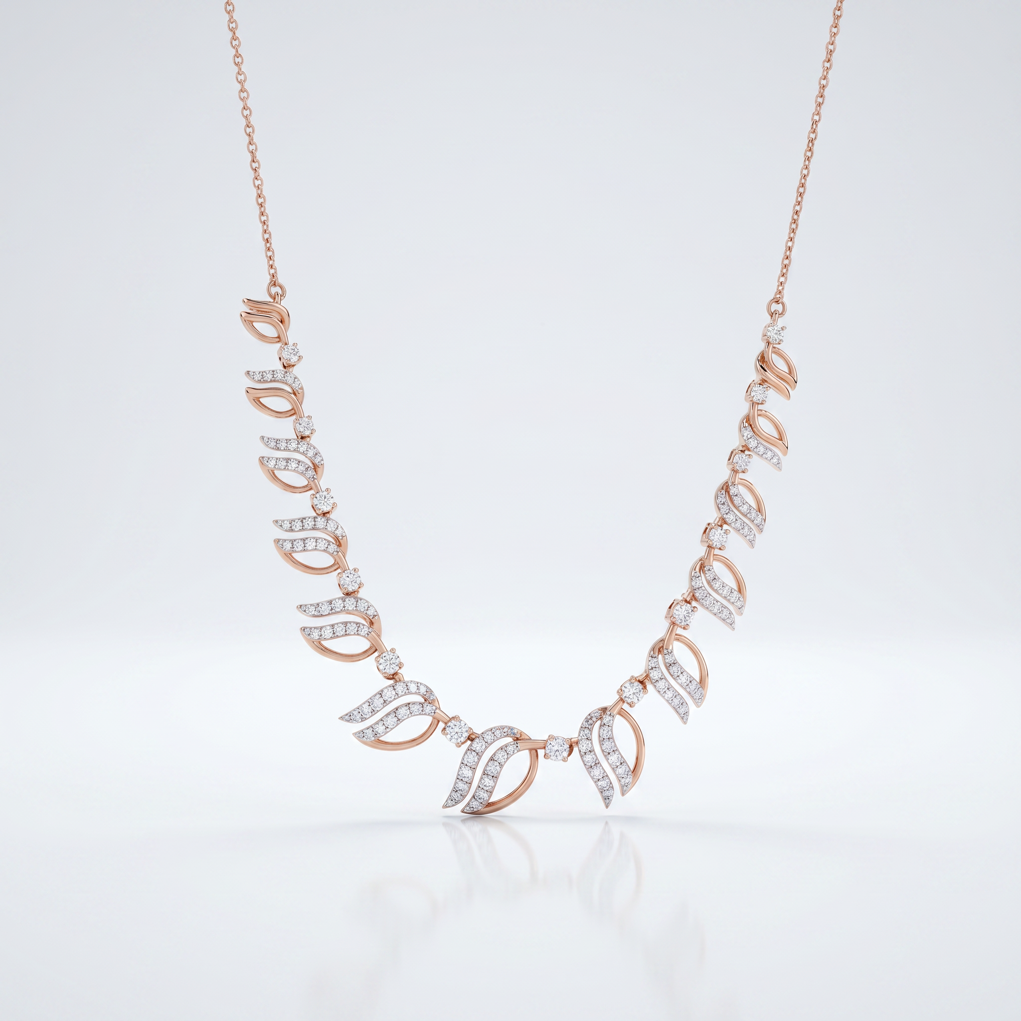 Leaf Motif Diamond Pendant Necklace
