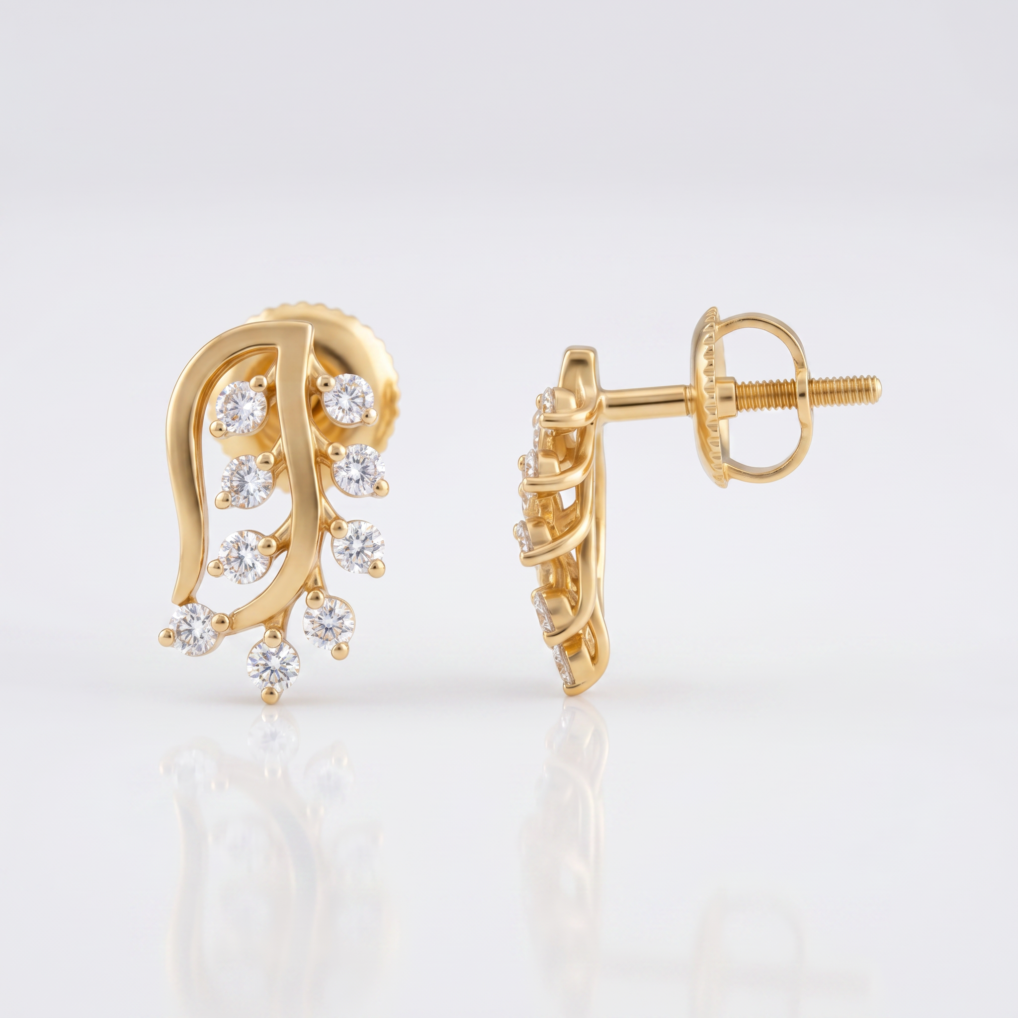 Floral Vine Lab Grown Diamond Stud Earrings