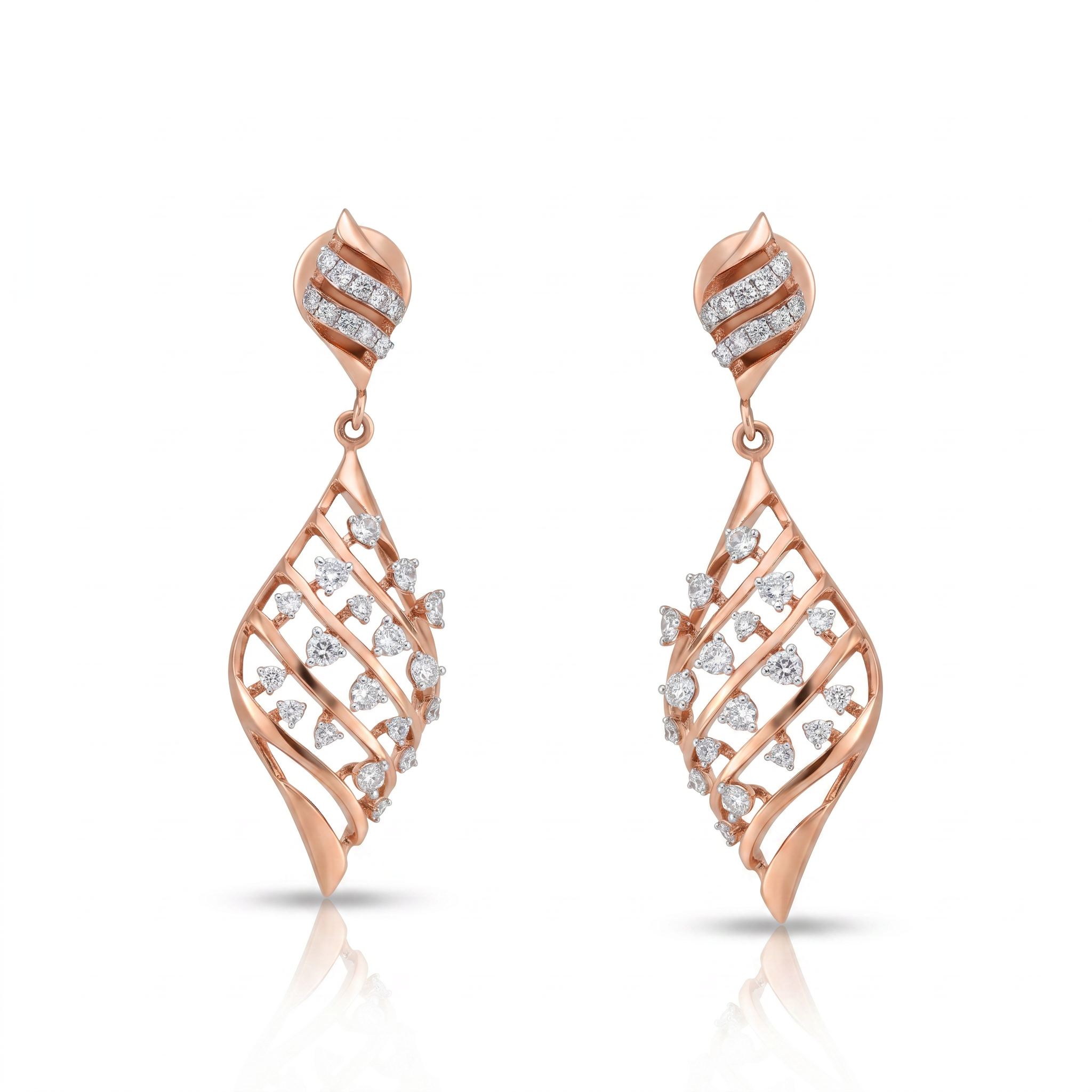 Mayura Leaf Diamond Drop Earrings