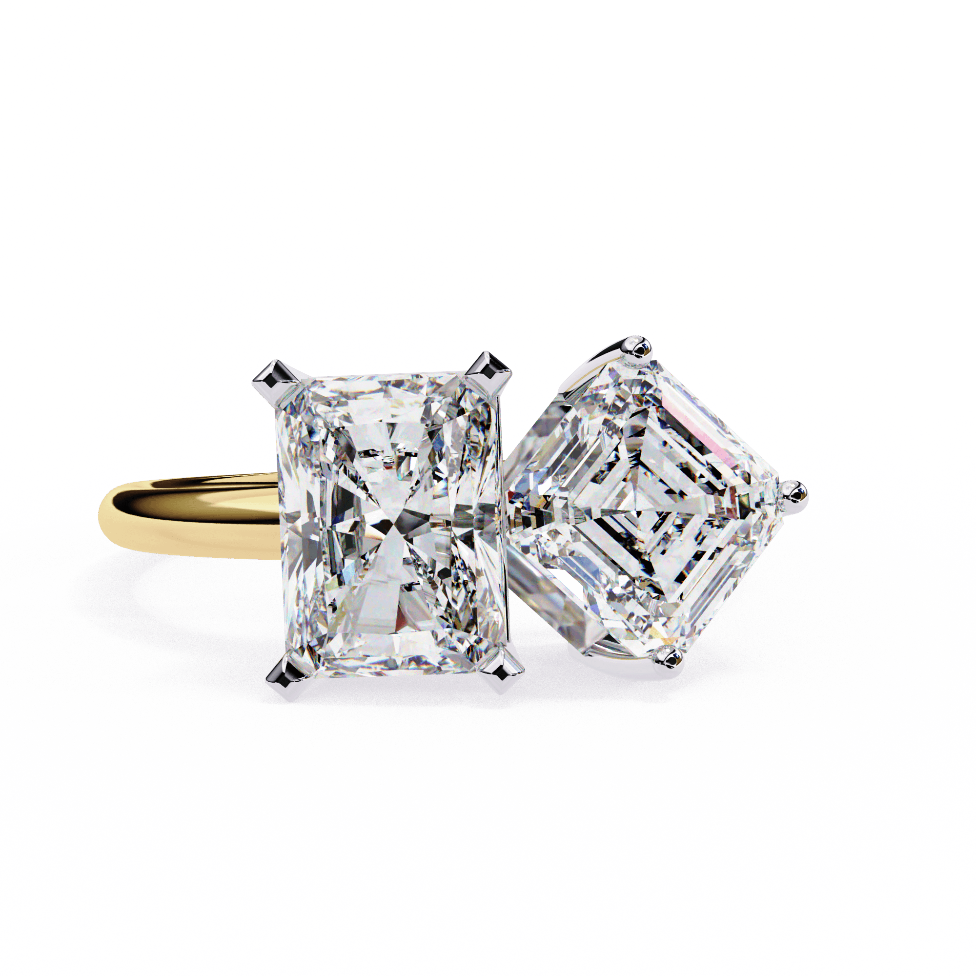 This elegant ring features a simple square diamond with four distinct points, set on a refined gold band, offering a modern twist on classic solitaire design with timeless sophistication.