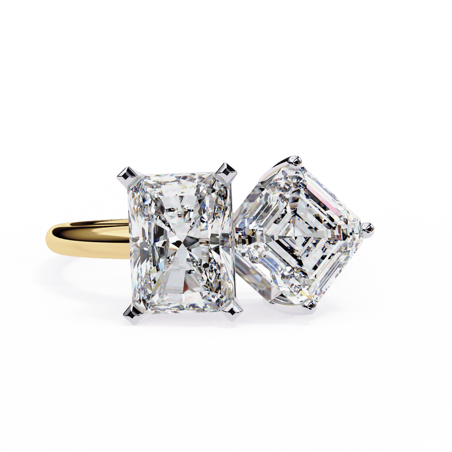 This elegant ring features a simple square diamond with four distinct points, set on a refined gold band, offering a modern twist on classic solitaire design with timeless sophistication.