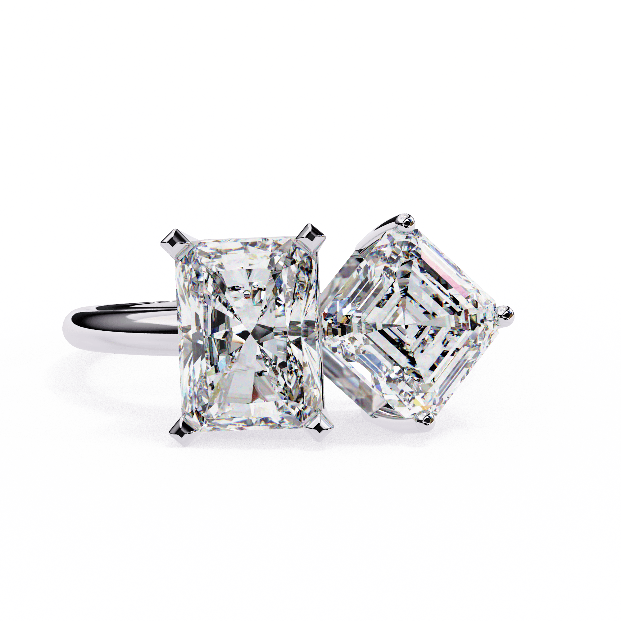 Square diamond ring on silver band