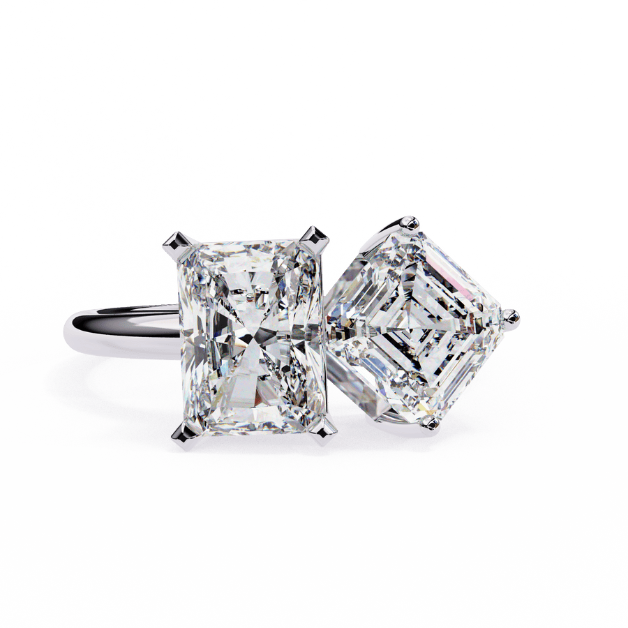 Square diamond ring on silver band